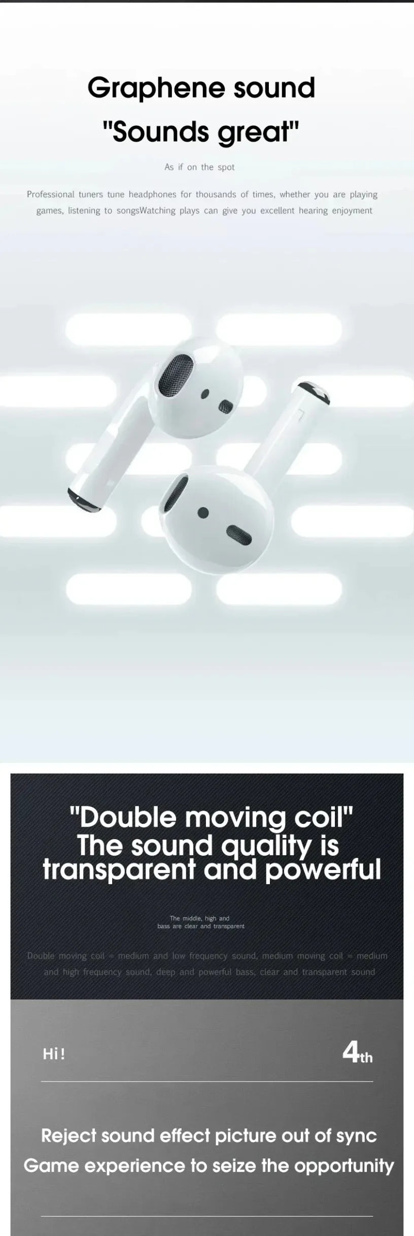 Wireless Bluetooth 5.0 Headphones Original Pro4 TWS Touch Control Sport Earbuds Music Headset For iphone Xiaomi phones Earphones