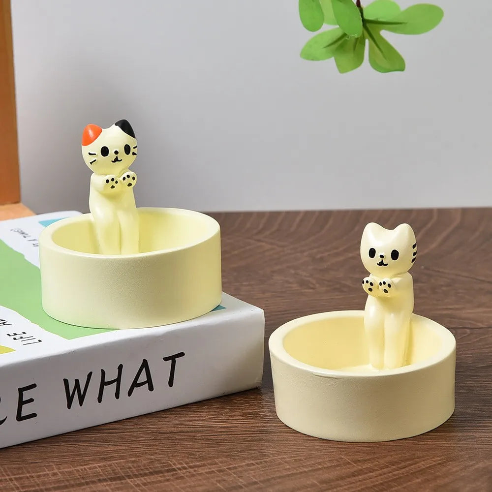 Cartoon Cat Candle Holder  Cat Tea Light Candle Holder Office Home Desktop Decorative Ornaments Cute Candlestick