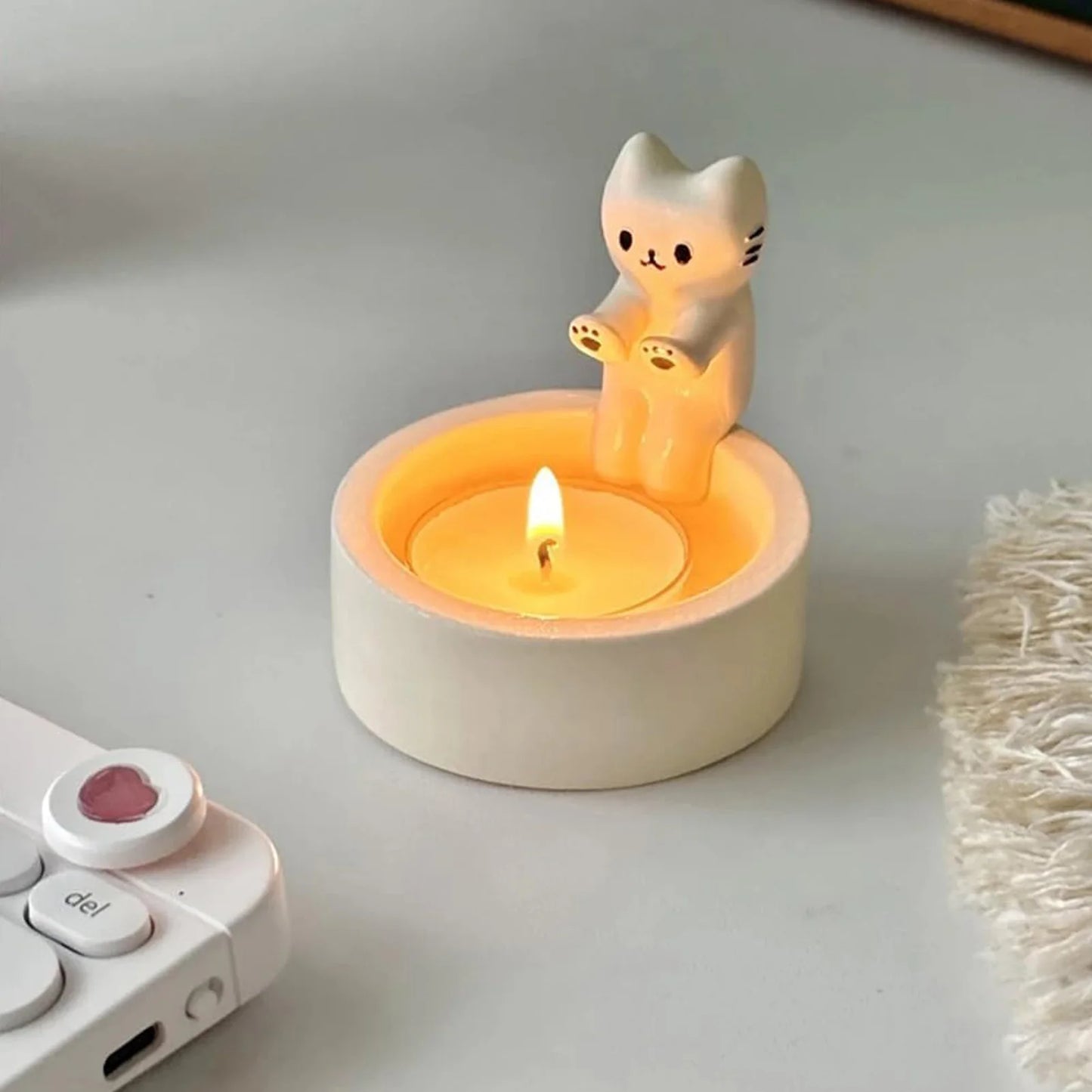 Cartoon Cat Candle Holder  Cat Tea Light Candle Holder Office Home Desktop Decorative Ornaments Cute Candlestick