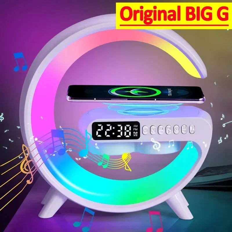 Original Big G APP Control RGB Light Desk Lamp Speaker 15W Wireless Charger Stand For iPhone 16 15 Samsung Fast Charging Station